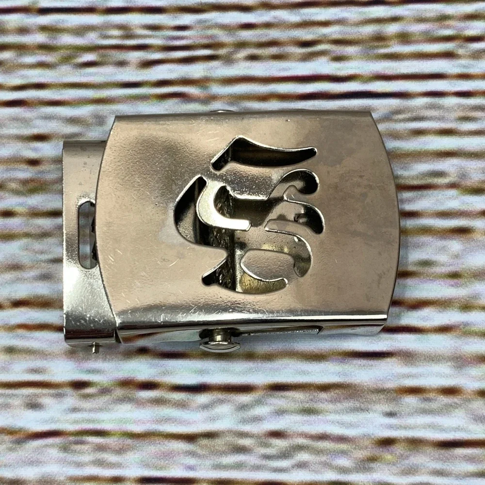 Initial Belt Buckle Silver Tone Calligraphy Letter Cutout Design‎